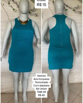 Vestido Tubinho Azul Turquesa Tamanho 48 (cópia nova)